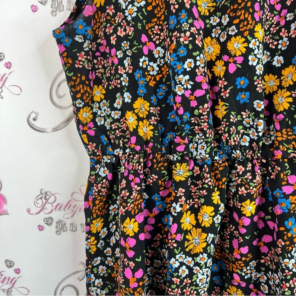 SHEIN curve dress flowers rainbow 🌈 ruffle hem Multicolor Floral Dress - Picture 6 of 10